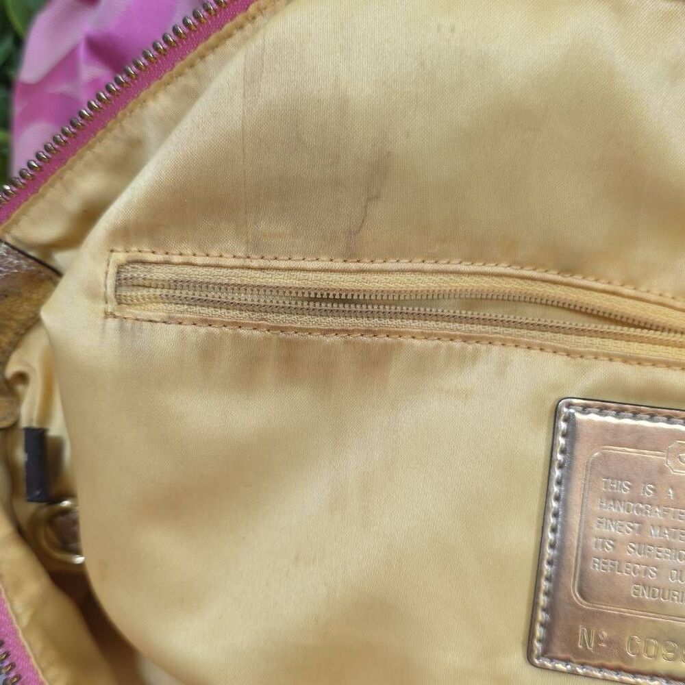 Coach RARE Poppy Pink/Gold OP Art Glam Tote Bag - Picture 14 of 15